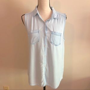 Rubbish | Sleeveless Chambray Button Down Shirt